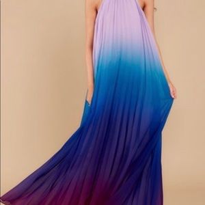 Ombré chiffon halter sleeveless maxi dress